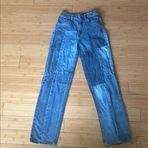PacSun Blue Patchwork Straight Jeans